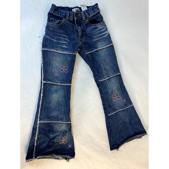 Vintage Embroidered My Michelle Jeans Bell Bottom 70s 80s 90s - Girls Size 7 - Picture 1 of 13
